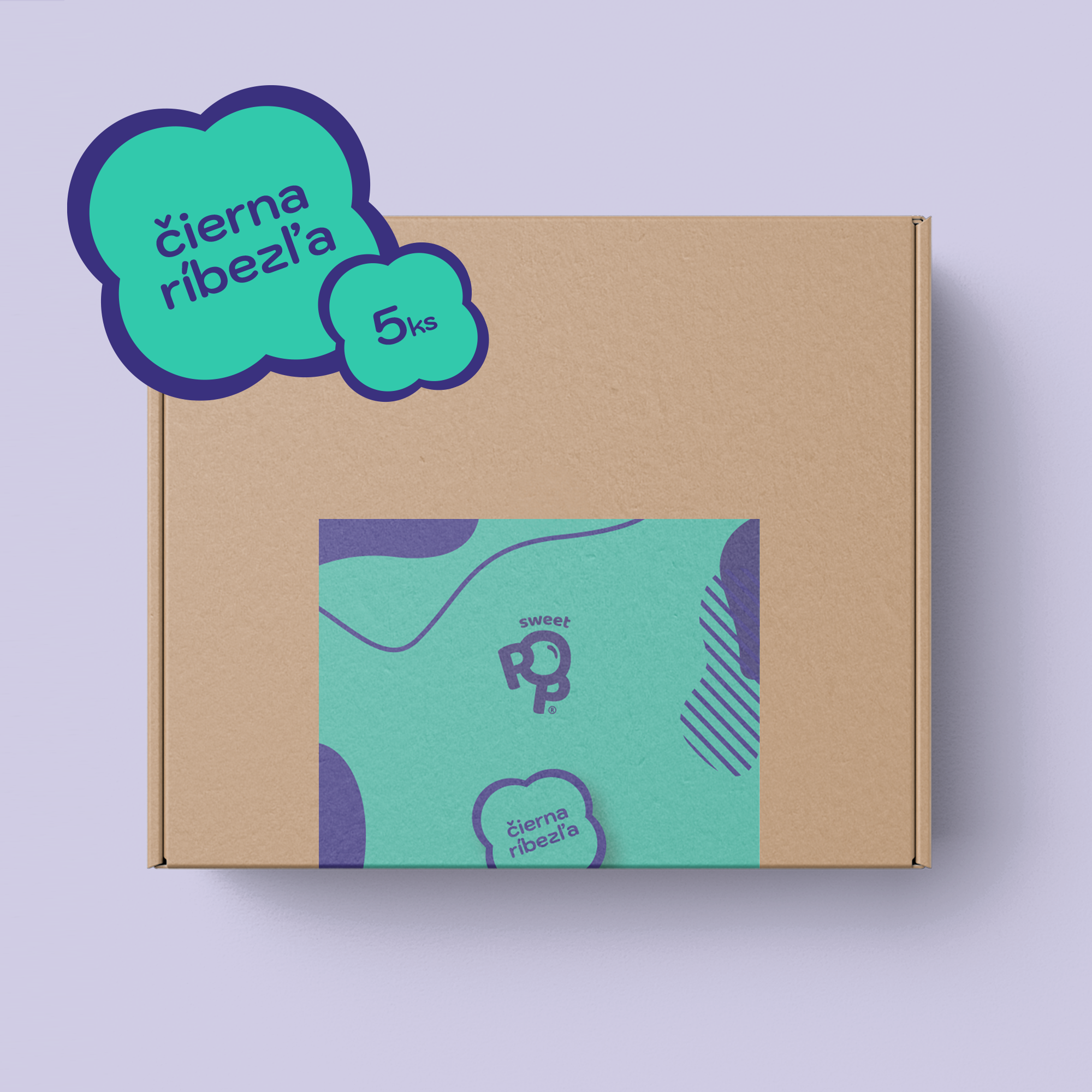 Sweet Box Čierna ríbezľa 5ks raw lízatiek