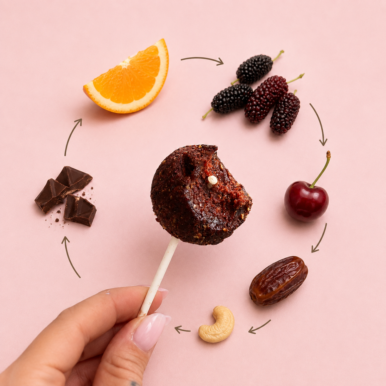 10 KS SweetPop RAW lízatká z datlí – Moruša & pomaranč