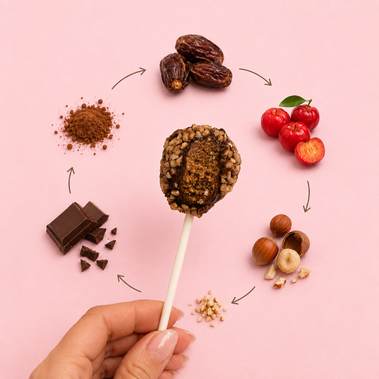 5 KS SweetPop RAW lízatká z datlí – čoko & lieskový orech
