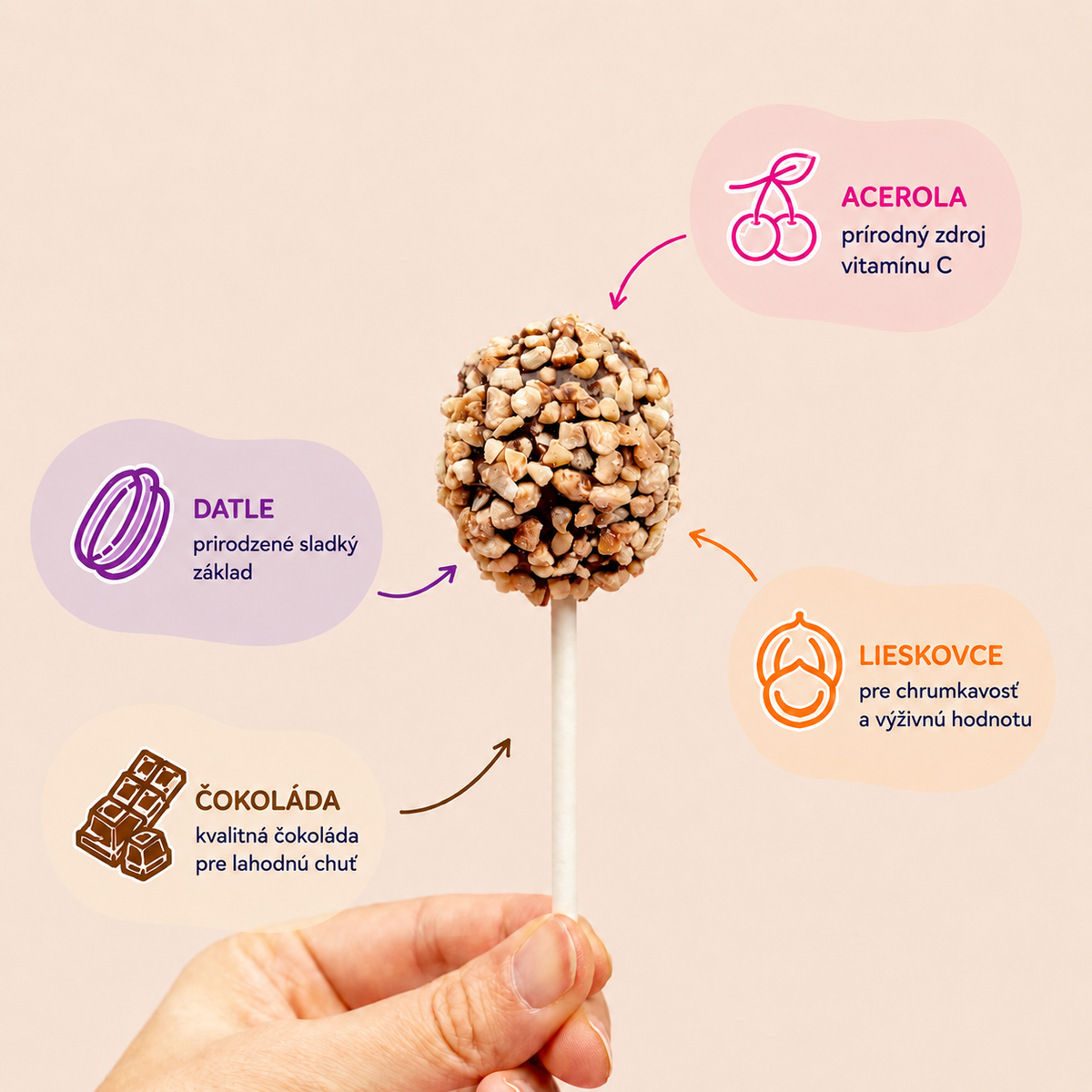 Sweet Pop čoko-oříšek raw lízátko 30 g
