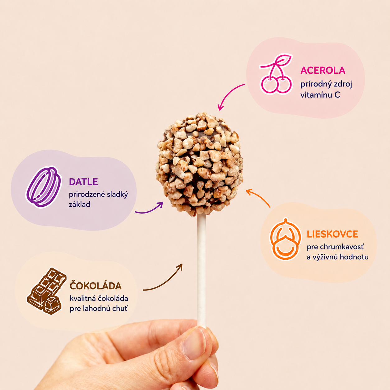 Sweet Pop čoko-oříšek raw lízátko 30 g