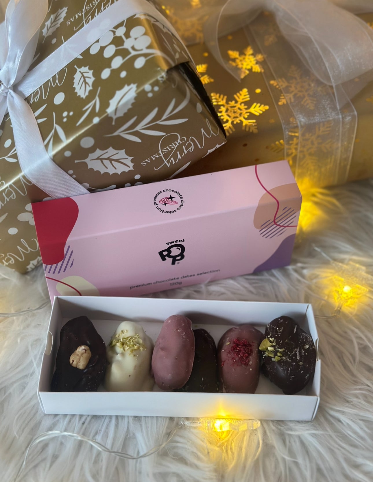 Limitovaná edícia - PREMIUM datle v ruby čokoláde, horkej a bielej (6ks)