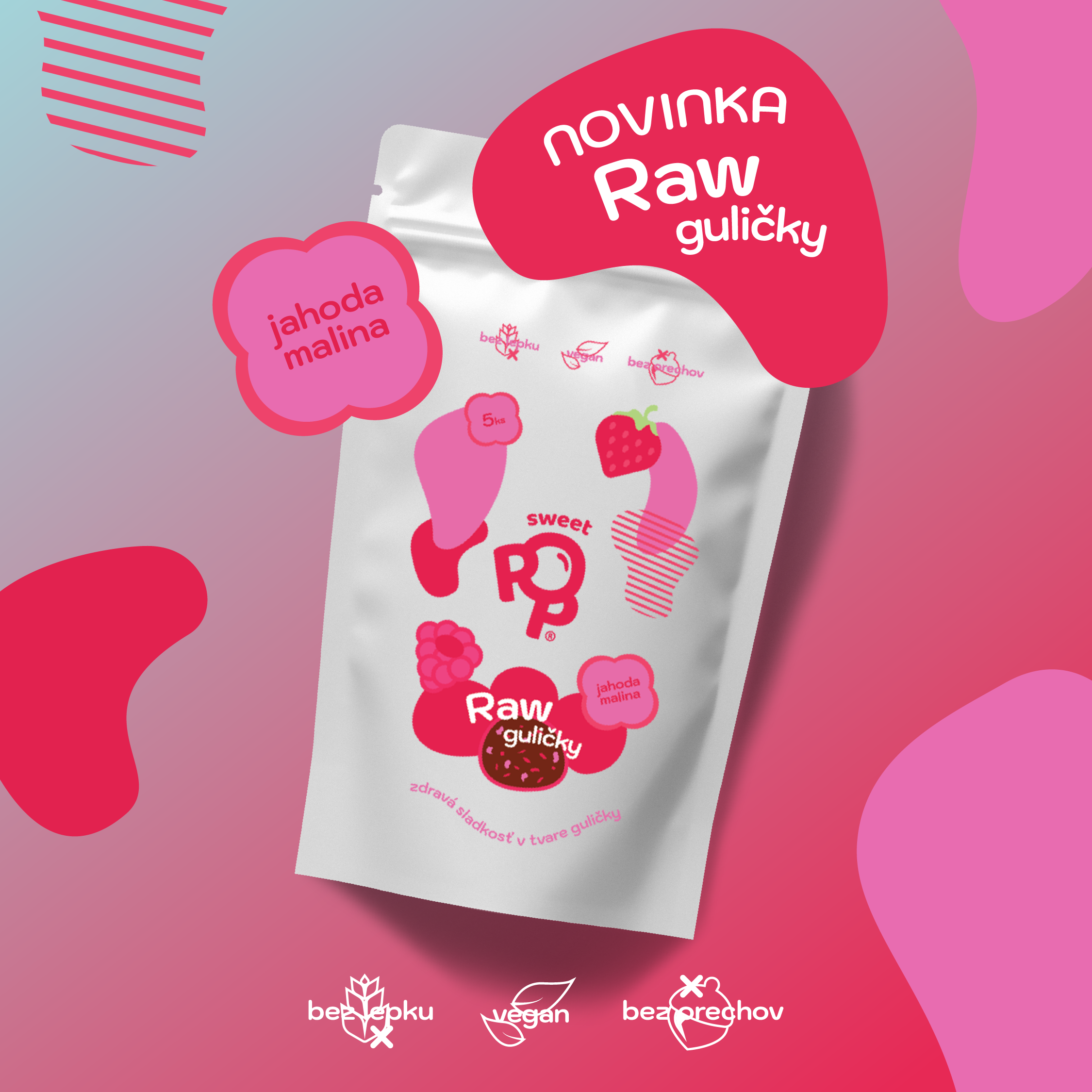 NOVINKA-RAW BALLS JAHODA MALINA